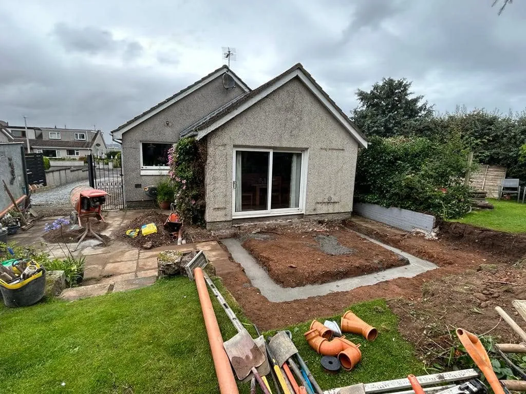Extension foundations poured at the start of a build in Cardiff — All Aspects Construction