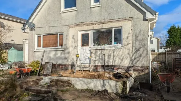 Before: the base going in for a rear extension in Penarth — All Aspects Construction