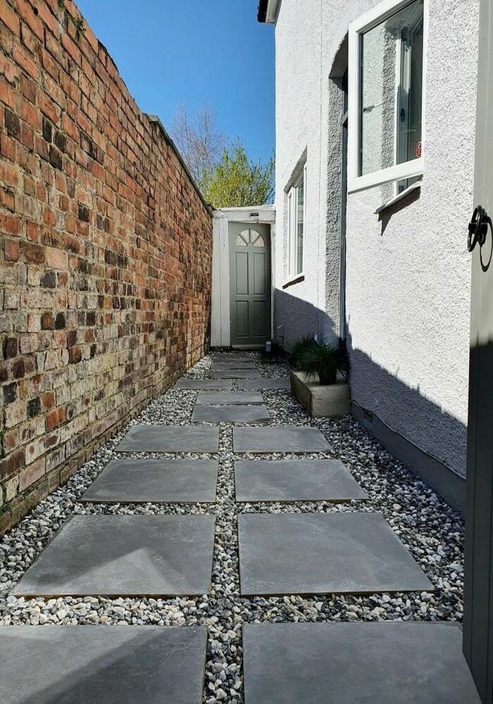 Block-paved side passage between houses — All Aspects Construction, Cardiff