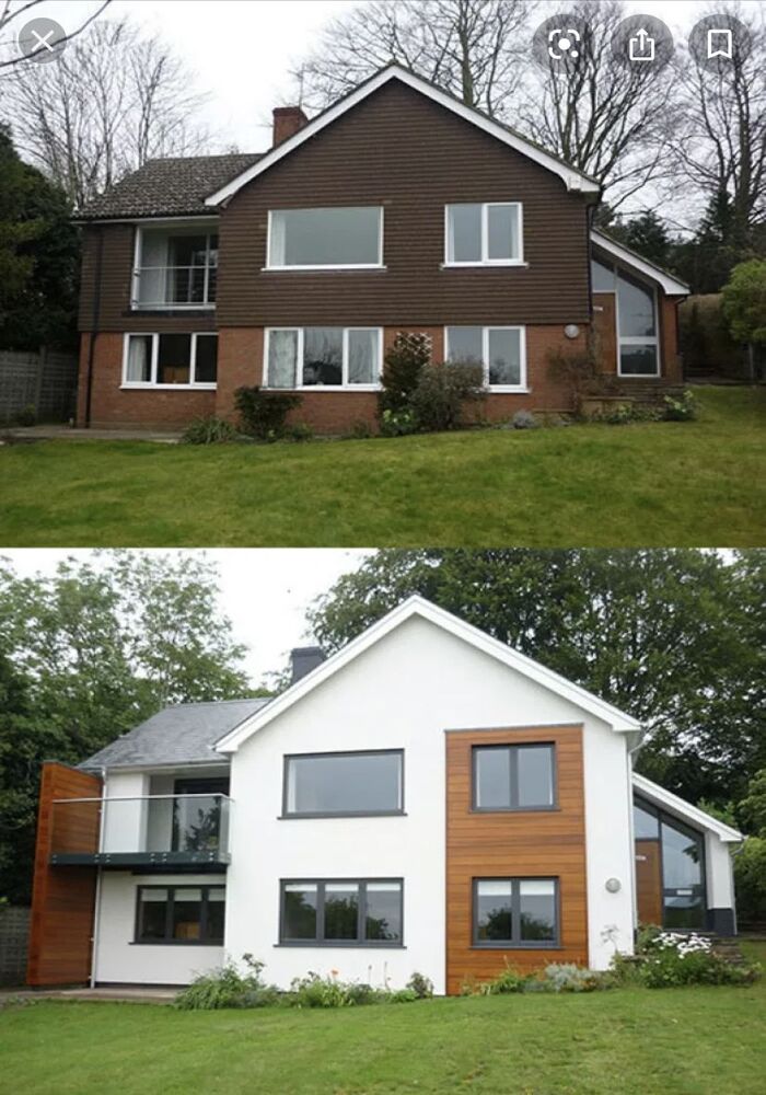 House with white rendered extension and garden — All Aspects Construction, Cardiff