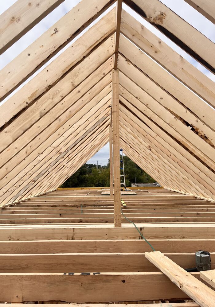 Timber roof framing close-up — All Aspects Construction, Cardiff