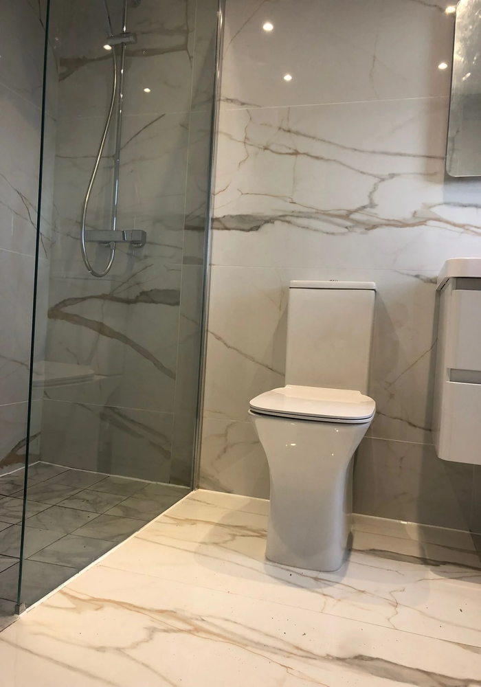 Tiled walk-in shower enclosure — All Aspects Construction, Cardiff