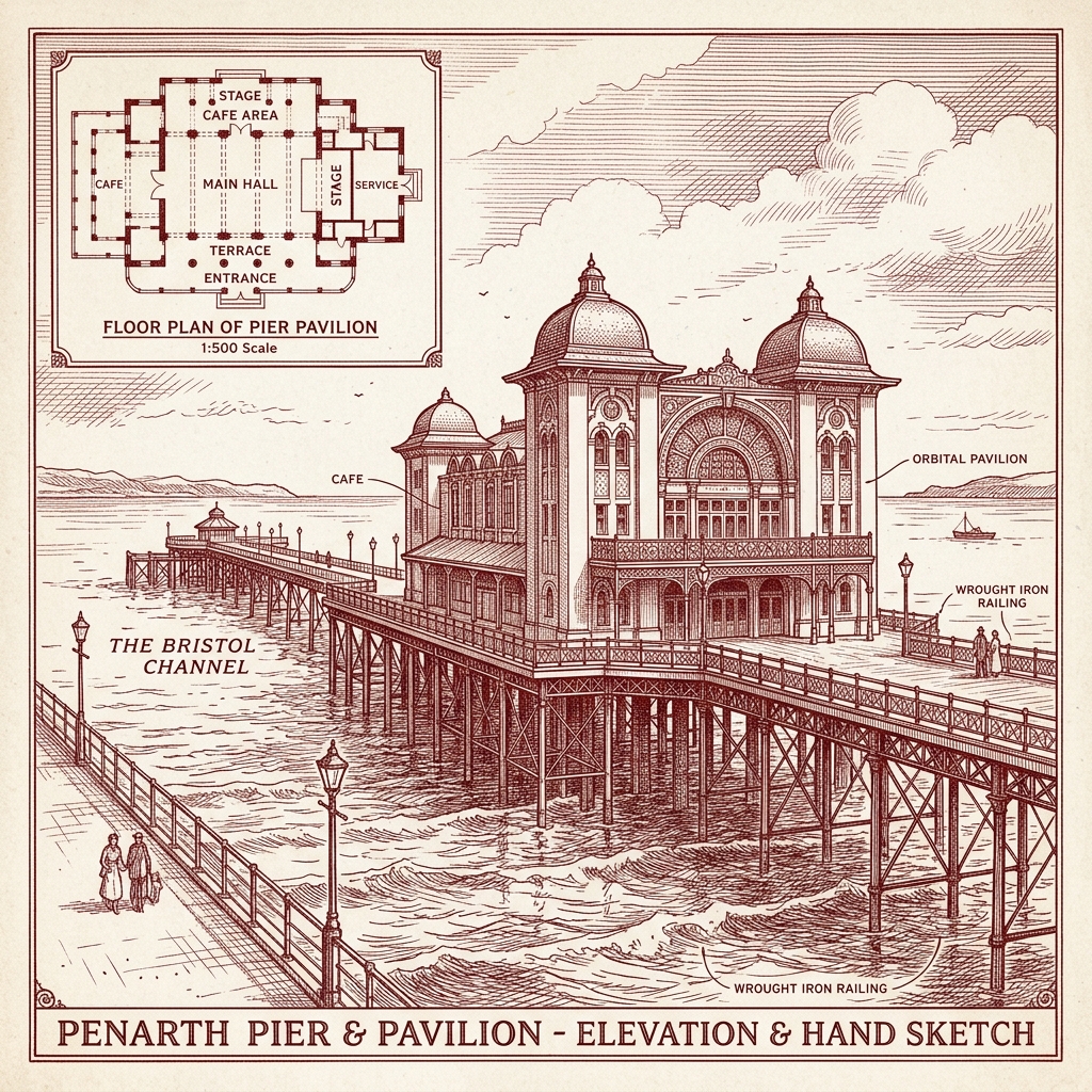 Penarth Pier Landmark Sketch